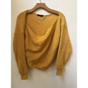 ZAFUL SOLID YELLOW CABLE KNOT SWEATER SIZE LARGE (L9)